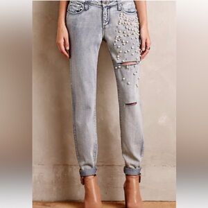 Paige Jeans  Jimmy Jimmy Skinny Dolly Embellished Distressed Jeans size 29 NWT